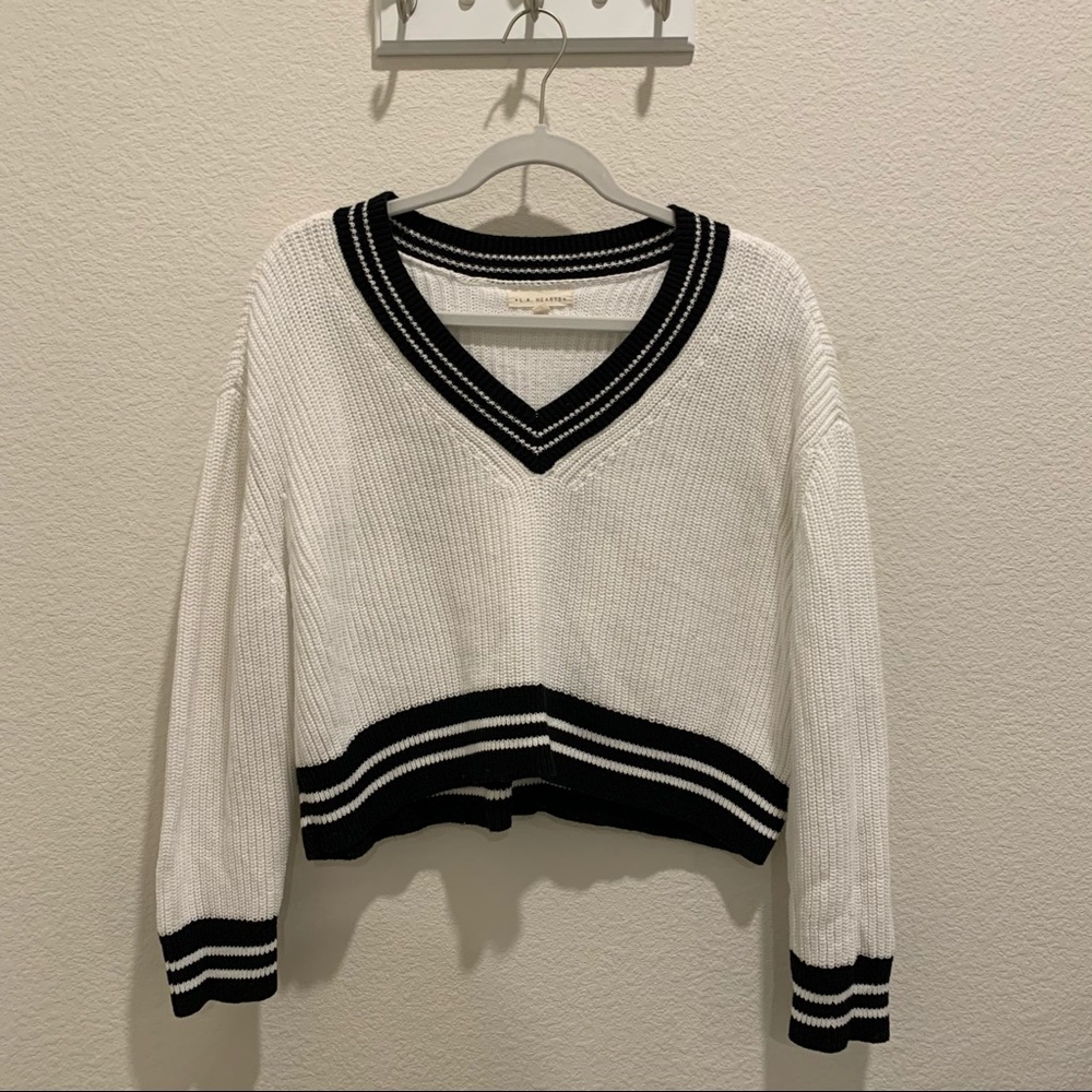 LA Hearts black and white crop sweater
